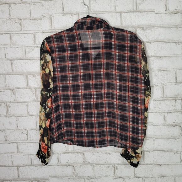 Sans Souci chiffon plaid blouse - Picture 12 of 12